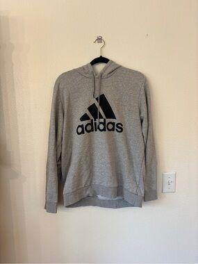 adidas Men's Gray Pullover Hoodie with Black Logo